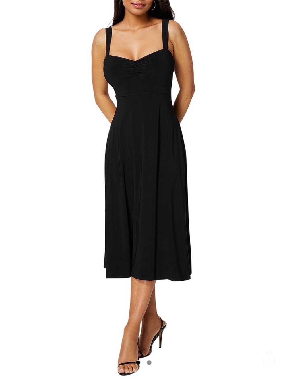 bebe Black Sweetheart Neckline Midi Dress